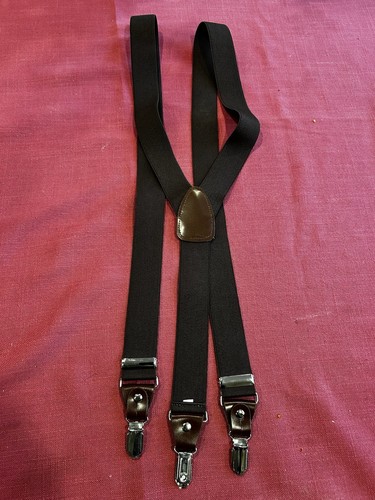 vesuvio napoli suspenders clip on Deep Brown Elastic Adjustable￼