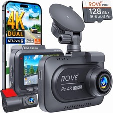 Rove R2-4K DUAL Dash Cam Front Rear 4K 1080P Sony STARVIS 2 Sensor 128GB Card