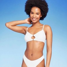 Wild Fable White Bralette Bikini Top With Removable Pads Size L NWT