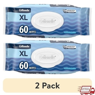 XL Flushable Wet Wipes 2 Pack Hypoallergenic Flushable Wipes Sensitive Skin New