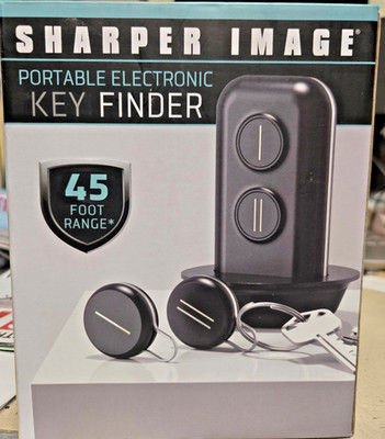 SHARPER IMAGE Portable Electronic Key Finder 2 Fobs 45 Foot Range - Nice Gift