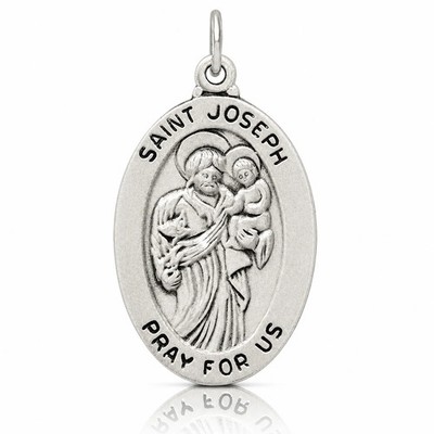 Sterling Silver Antiqued St. Joseph Medal