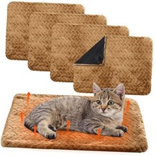 4 Pack Self Heating Cat Pad Self Warming Cat Bed Non Slip 16 x 20 Inch Camel