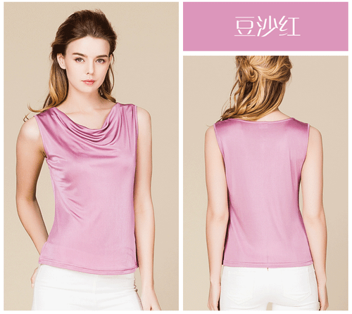 Womens Sleeveless Real Silk Tank Top Slim Fit Summer Blouse T Shirt Fashion Lady - Bild 17 von 35