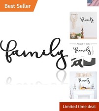 Rustic Black Metal Family Letter Sign - Elegant Wall Art for Home Decor