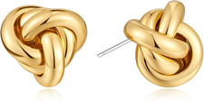 Gold/Silver Knot Stud Earrings Chunky Link Earrings Cute Knot Earrings for Women