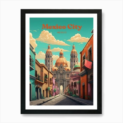 Mexiko-Stadt Mexiko Retro Modern Tra gerahmtes Wandbild Poster Leinwanddruck Bild