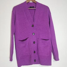 Ann Taylor Cardigan Womens Size XSP Purple Button Down Fuzzy Winter Sweater