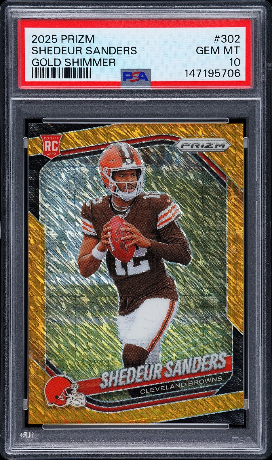 🔥 2025 PRIZM SHEDEUR SANDERS #302 GOLD SHIMMER PRIZM ROOKIE /10 GEM MINT PSA 10