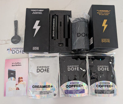 Everyday Dose Mushroom Coffee FULL Starter Kit 30-Day Supply, Frother, Creamer
