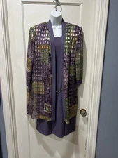 R&M Richard's vintage 16 XL 1X Purple pattern Jacket Dress mother of bride groom