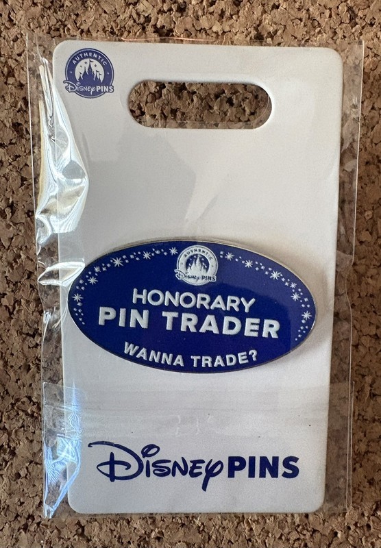 Disney Honorary Pin Trader Badge Cast Member Name Pin "Wanna Trade?" Pin IN HAND
