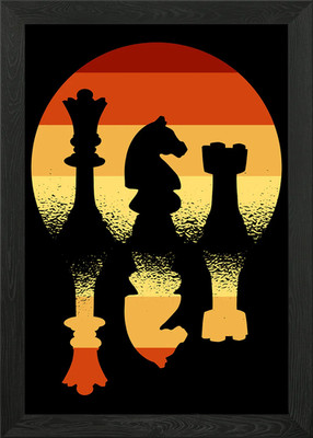 Vintage Chess Figures Framed Wall Art Poster Canvas Print Picture