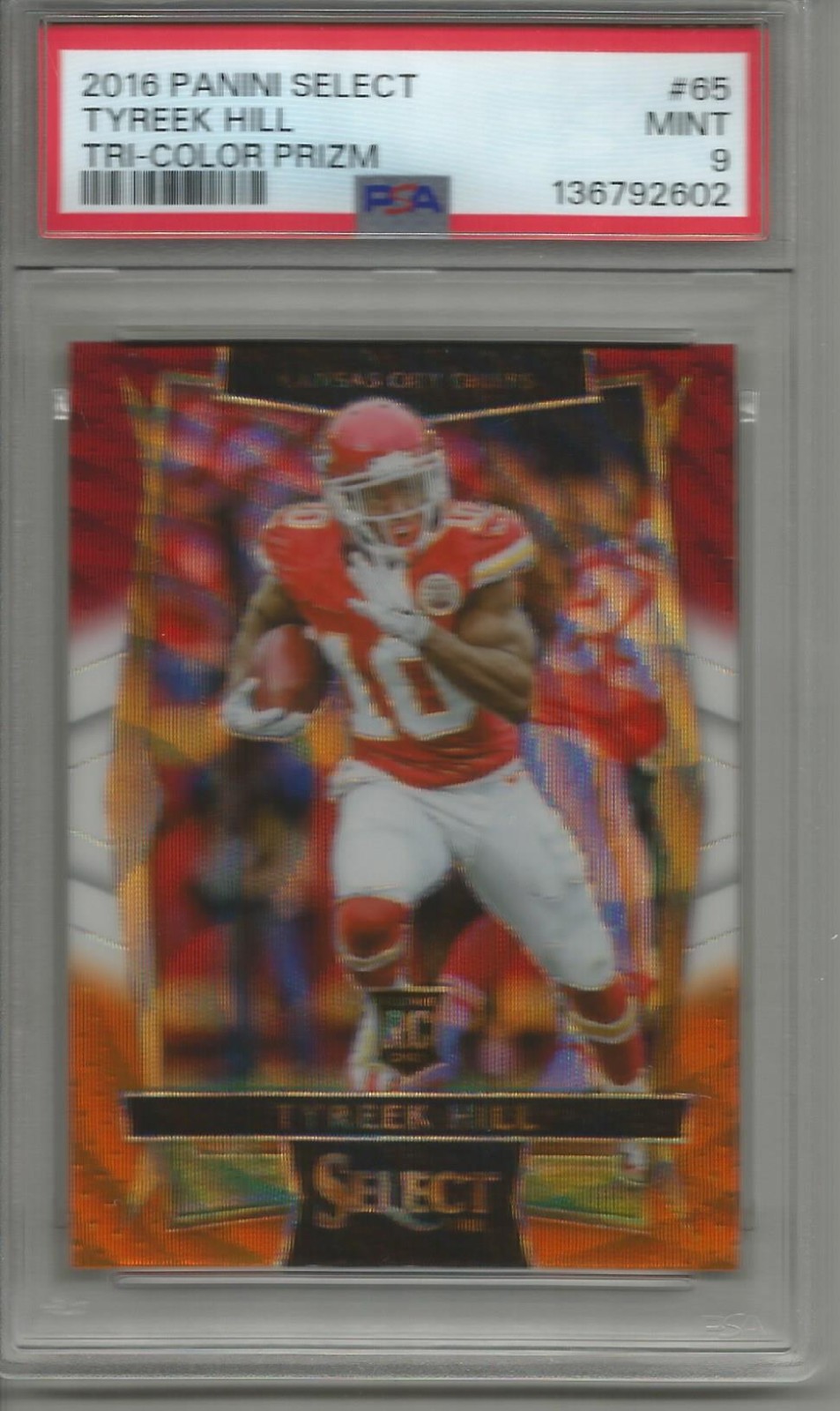 Tyreek Hill 2016 Panini Select Tri-Color Prizm Rookie (#65) PSA 9