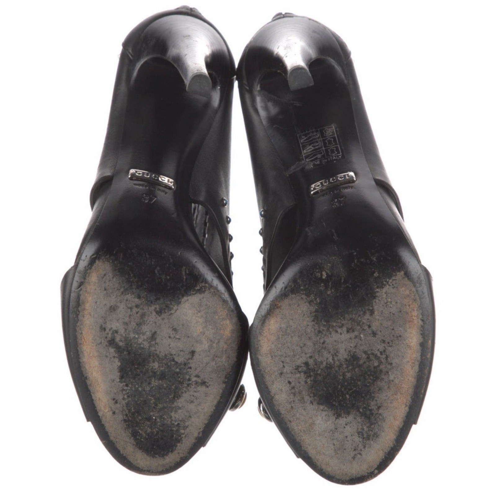 GUCCI LIKA LASER CUT LEATHER STONE STUD EMBELLISHED LOGO ANKLE BOOT SIZE EU 38 thumbnail 5