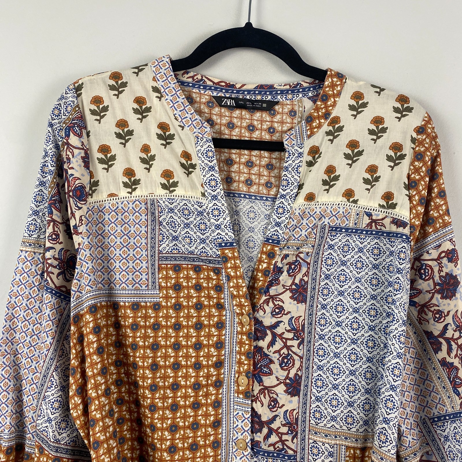 Zara Belted Patchwork Cottagecore Printed Shirt D… - image 2