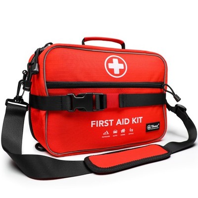 430 Piece First Aid Kit, Well-Organized Premium Waterproof Compact Trauma Red 