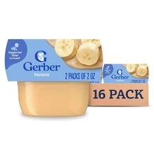 Gerber 1st Foods Baby Food Banana Puree, Natural & Non-GMO,2oz Tubs, 2-Pack(8PK)