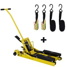 1500LB Hydraulic Motorcycle Lift, Portable Scissor Jack w/ Wheels, Foot Operated