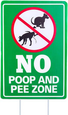 No Poop and Pee Dog Sign - 8''X12'' Clean up after Your Dog Sign with Metal Stak