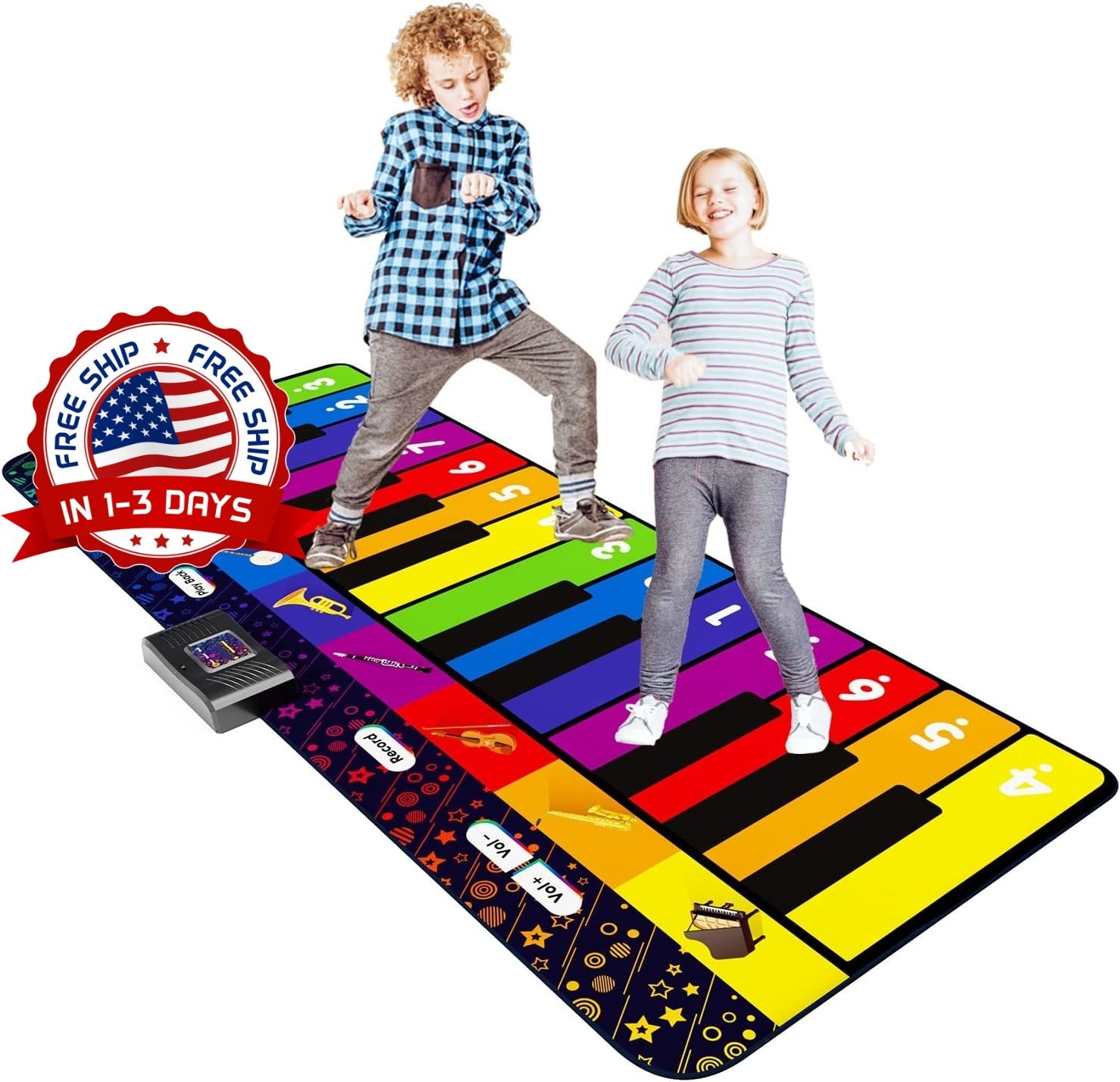 Tapete de piano gigante, 24 teclas, 10 canciones integradas para niños y niñas