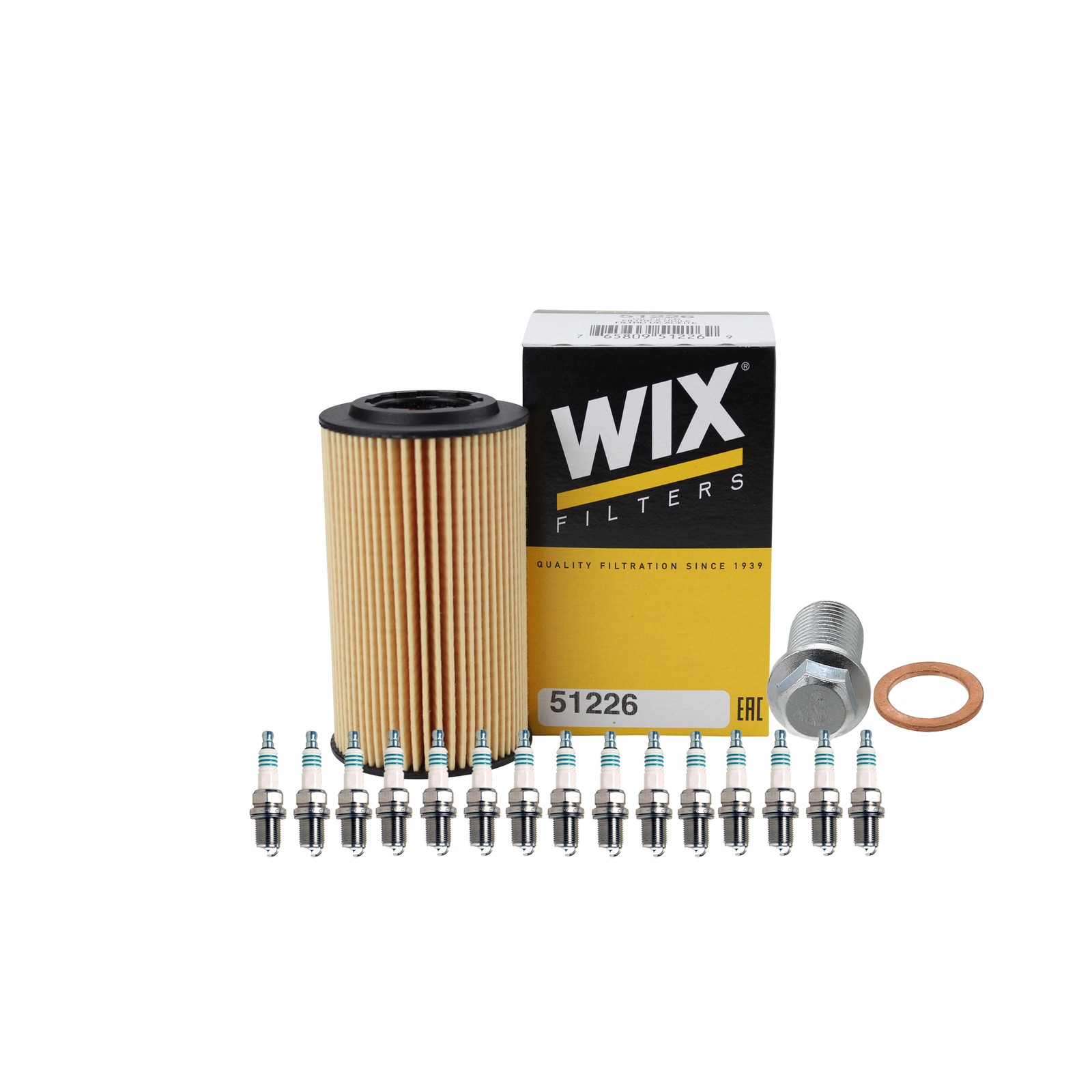 Wix Engine Oil Filter  Denso 16 Spark Plugs kit for C209 CLK55 AMG V8 SOHC RWD