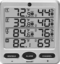 Ambient Weather WS-10-C Wireless Indoor/Outdoor 8-Channel Thermo-Hygrometer, ...