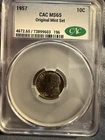 1957 10c Roosevelt Rainbow Toned CAC MS65