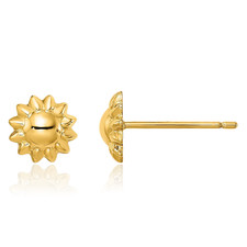 14K Solid Yellow Gold Medium Sunflower Stud Earrings 6.3mm 1/4 inch Butterfly