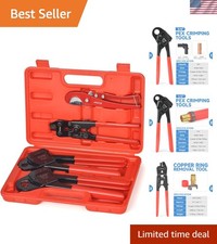 PEX Crimping Tool Kit with PEX Crimpers, PEX Tubing Cutter, Copper Ring Remov...