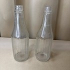 SET 2 VINTAGE Anchor Hocking KETCHUP CLEAR GLASS Bottles 16 panel ‘37-‘68 4553  — photo 1