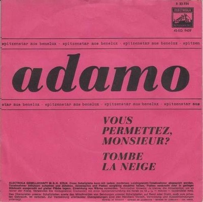 Adamo - Vous Permettez, Monsieur ? / Tombe La Neige 7'' Single Vinyl Pop 58424
