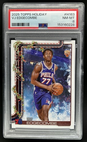 2025-26 Topps Holiday VJ Edgecombe Rookie RC #H163 76ers PSA 8 (28)