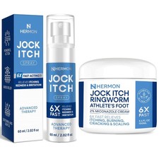 Hermon Jock Itch Antifungal Cream  Spray Set: Ringworm Treatment for White