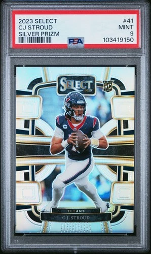 2023 PANINI SELECT SILVER PRIZM #41 CJ STROUD ROOKIE RC PSA 9