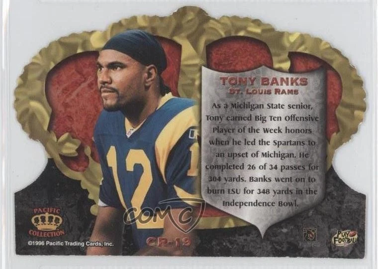1996 Pacific Crown Royale Tony Banks #CR-19 Rookie RC - Image 2 of 2