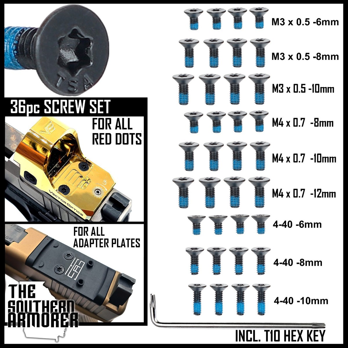 Screws for Trijicon® RMR®, Holosun® 407K 407C 507K 507C, SIG SAUER