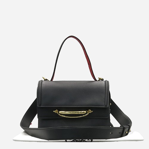 Alexander McQueen 619746 Black Leather Story Tote Bag 2-Way Shoulder Strap