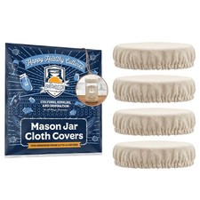 Fermentaholics Breathable Mason Jar Unbleached Muslin Cloth Covers - 4 pack