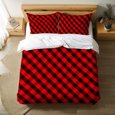 Buffalo Diamond Check Plaid Duvet Cover Set, Includes Pillow Cases, King Size