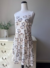 SANDRO PARIS Dress Peace Sign Mini Dress Silk Sheer Mesh Illusion Neckline Sz 2