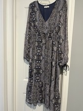 Womens XL Dress June Hudson Blouson Floral Elastic Waist Purple