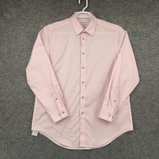 Calvin Klein Dress Shirt Mens 16.5 32/33 Pink Slim Fit Wrinkle Free Long Sleeve