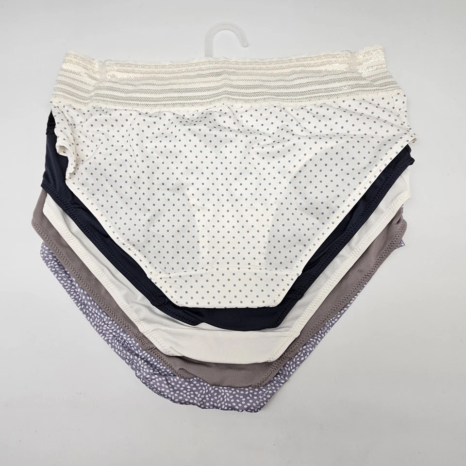 Paquete de 5 ADVERTENCIAS sin pellizcos para mujer S M L XL micro hipsters encaje cintura crema azul marino Foto 3 de 4