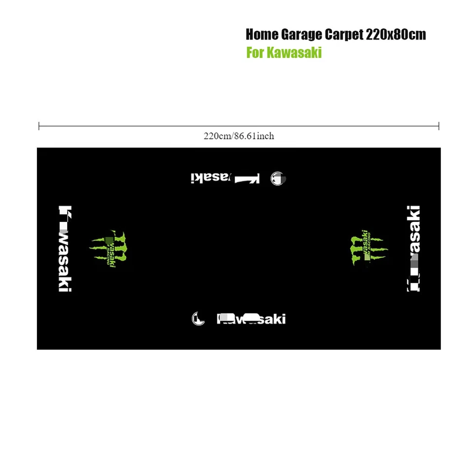 For Kawasaki Motorcycle/Bike Floor Pit Mat Workshop Home Garage Carpet 220x80cm - Image 2 of 4