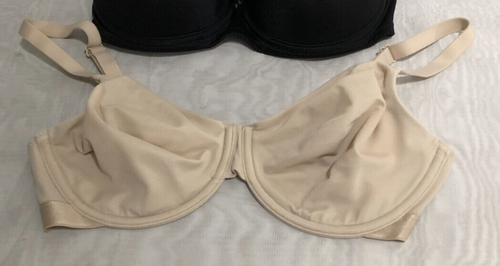2 X BLACK AND BEIGE WIRED BRAS SIZE 32D M&S CHANTELLE - Picture 3 of 8