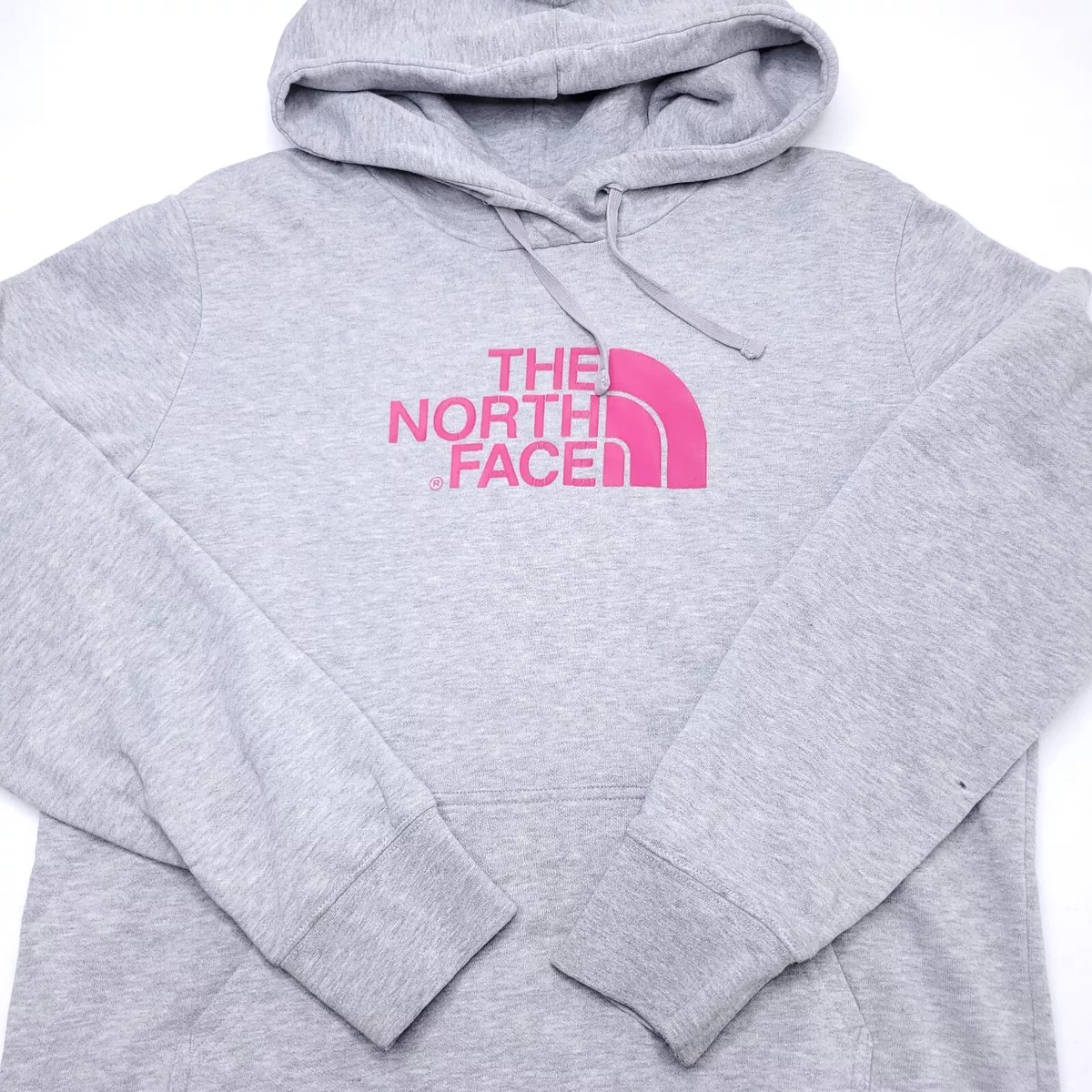 The North Face Sweatshirt Hoodie L Gray Pullover Pink Logo Gym