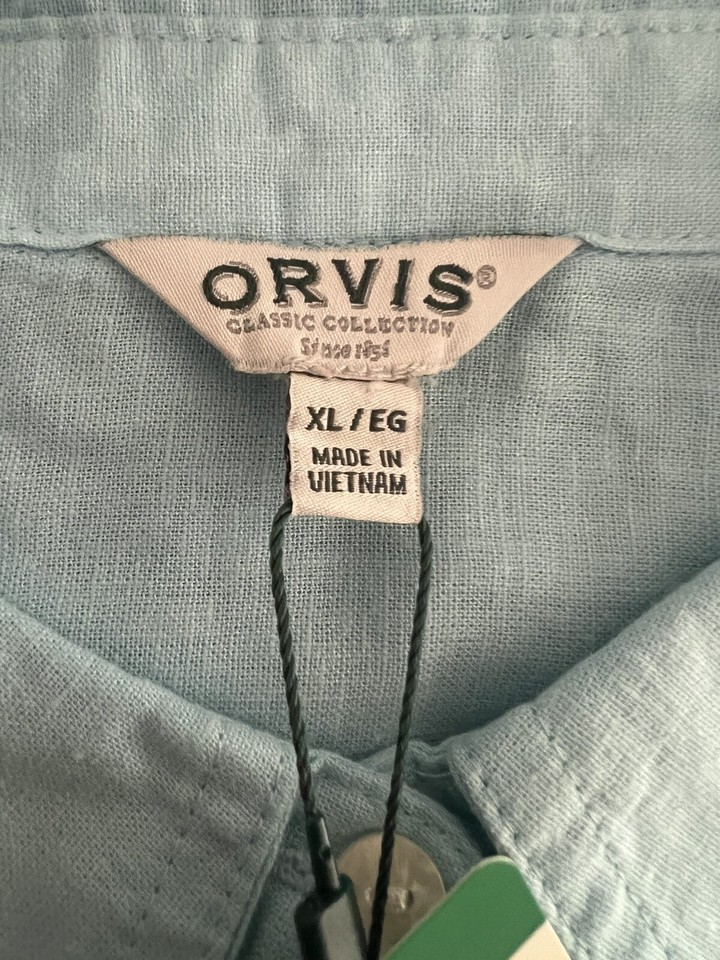 ORVIS Women’s Cap Sleeve Button Up Linen Blend Blouse Top Shirt Size XL