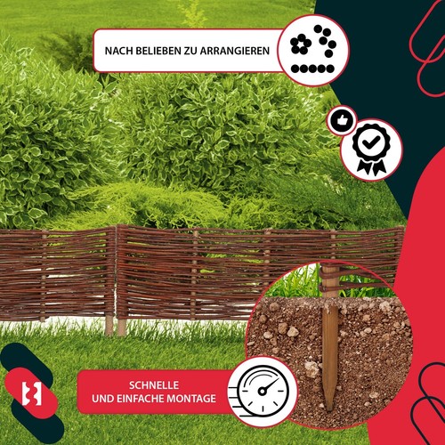 KOTARBAU® Beetbegrenzung Weidenzaun Beeteinfassung Beet Beetumrandung Rasenkante - Bild 17 von 33