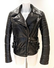 Belstaff Ladies Black Leather Biker Jacket Size It38, Uk6, Xs, Us2, Brand New